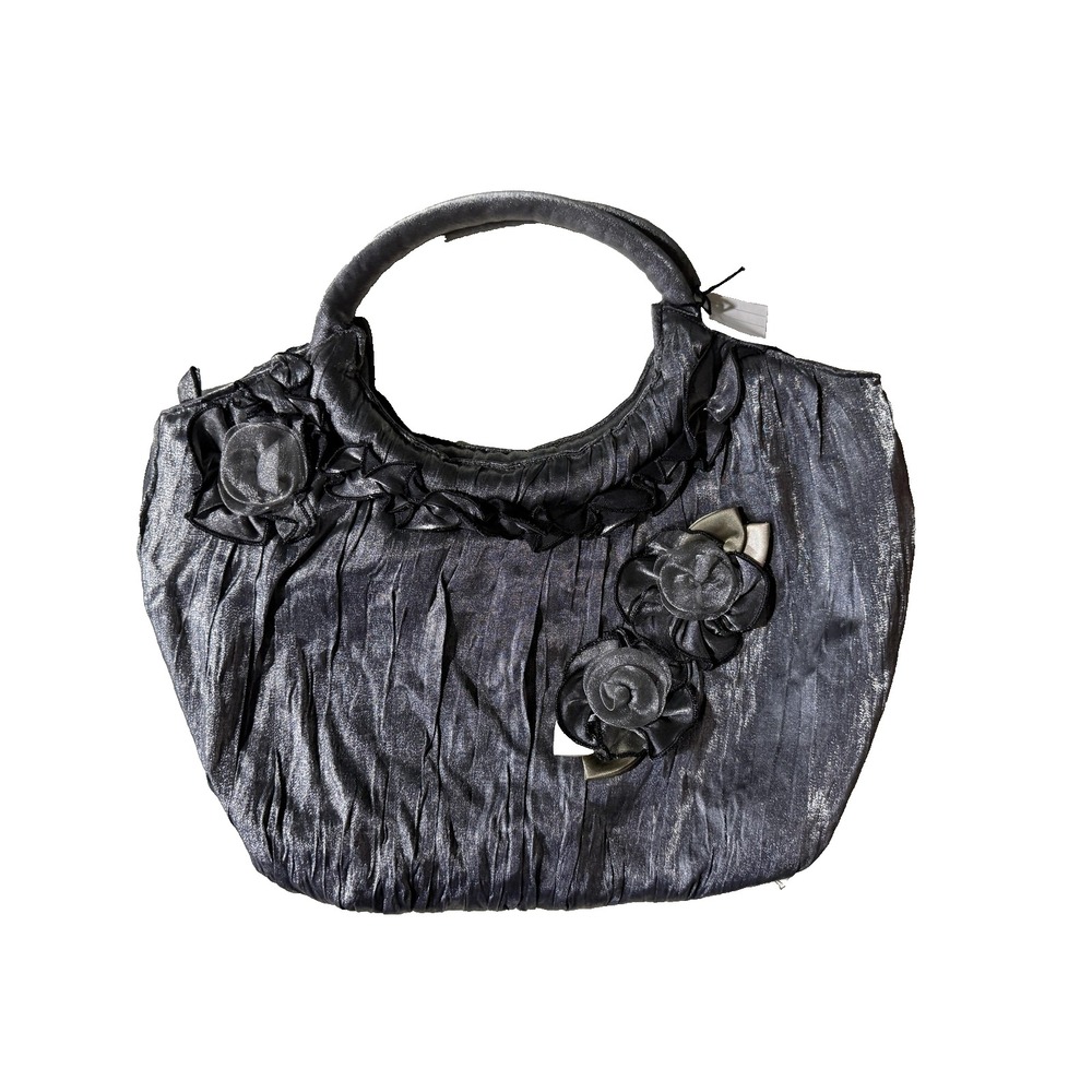 Vintage‎ Laila Rowe BOHO Handbag Satin Pleated Coquette Floral Y2K Cottagecore